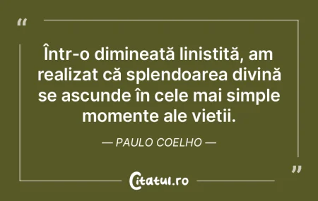 Într-o dimineață liniștită, am real...