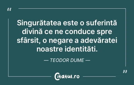 Singurătatea este o suferință divină... Singurătatea este o suferință divină...