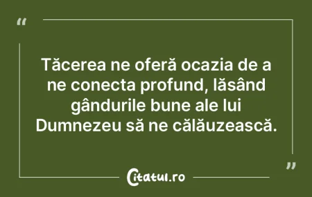 Tăcerea ne oferă ocazia de a ne conect...