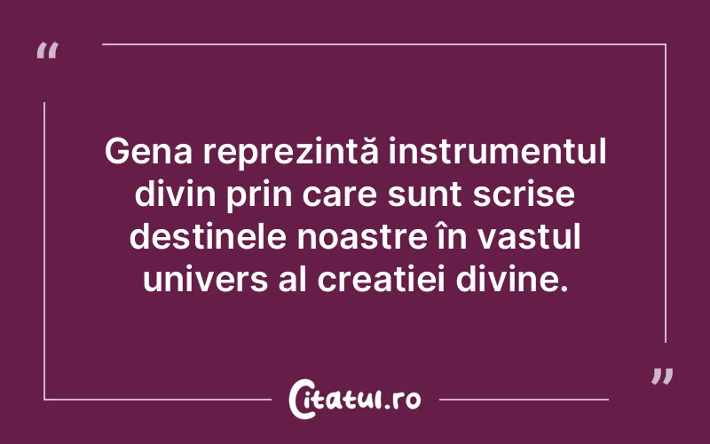 Gena reprezintă instrumentul divin prin care sunt scrise destinele noastre în vastul univers al creației divine.