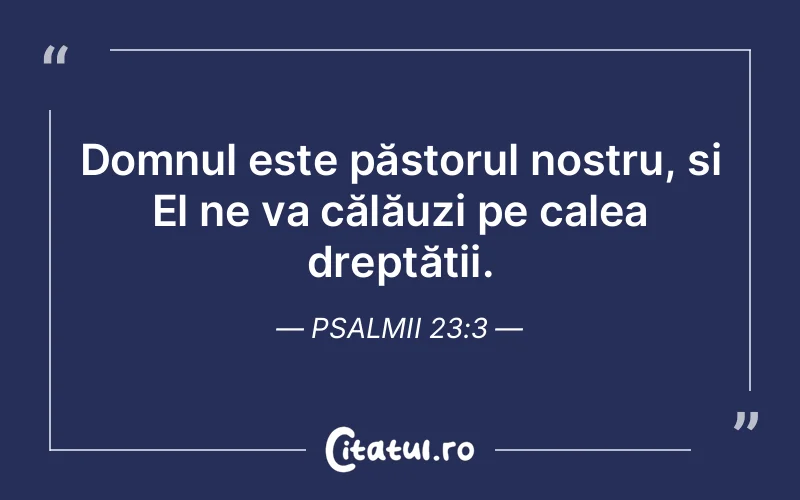 Domnul este păstorul nostru, și El ne va călăuzi pe calea dreptății. Psalmii 23:3