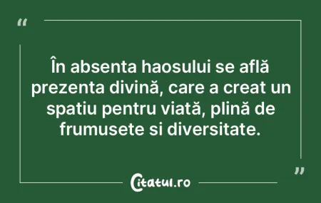 În absența haosului se află prezența...