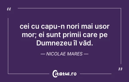 cei cu capu-n nori mai ușor mor; ei sun... cei cu capu-n nori mai ușor mor; ei sun...