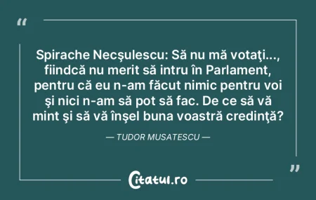 Spirache Necşulescu: Să nu mă votaţi... Spirache Necşulescu: Să nu mă votaţi...