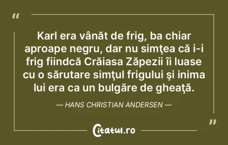 Karl era vânăt de frig, ba chiar aproa...