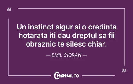 Un instinct sigur si o credinta hotarata... Un instinct sigur si o credinta hotarata...