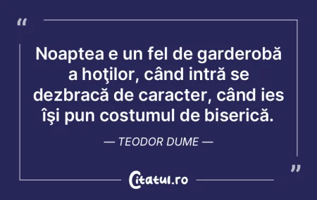 Noaptea e un fel de garderobă a hoţilo... Noaptea e un fel de garderobă a hoţilo...