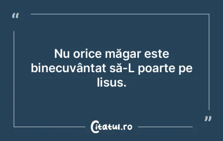 Nu orice măgar este binecuvântat să-L... Nu orice măgar este binecuvântat să-L...