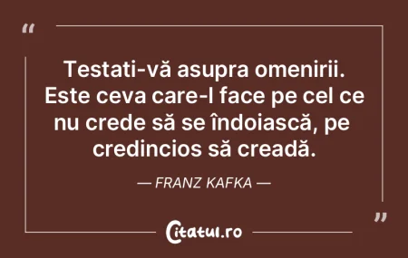 Testați-vă asupra omenirii. Este ceva ... Testați-vă asupra omenirii. Este ceva ...