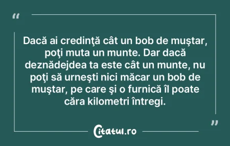 Dacă ai credinţă cât un bob de muşt... Dacă ai credinţă cât un bob de muşt...