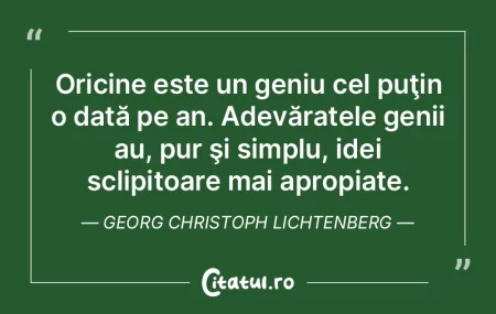 Oricine este un geniu cel puţin o dată...