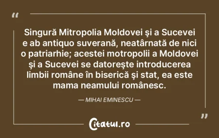 Singură Mitropolia Moldovei şi a Sucev...