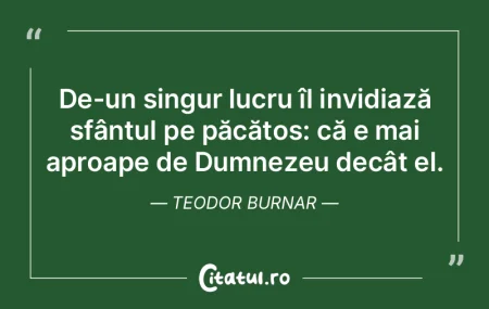 De-un singur lucru îl invidiază sfânt...