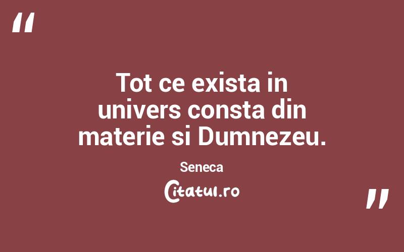 Tot ce exista in univers consta din materie si Dumnezeu. Seneca