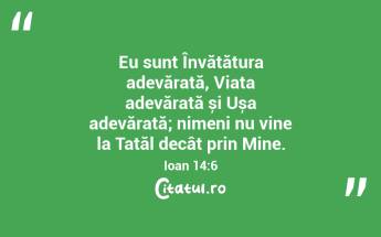 Eu sunt Învățătura adevărată, Viața adevărată și Ușa adevărată; nimeni nu vine la Tatăl decât prin Mine. Ioan 14:6...