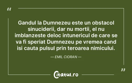 Gandul la Dumnezeu este un obstacol sinu... Gandul la Dumnezeu este un obstacol sinu...