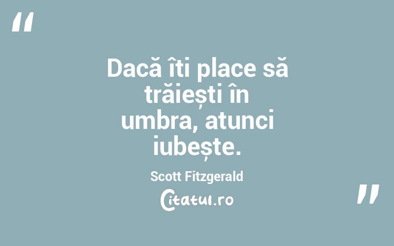 Dacă îți place să trăiești în umbra, atunci iubește. Scott Fitzgerald