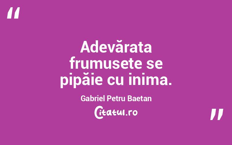 Adevărata frumusețe se pipăie cu inima. Gabriel Petru Baetan
