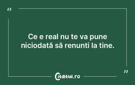 Ce e real nu te va pune niciodată să r...