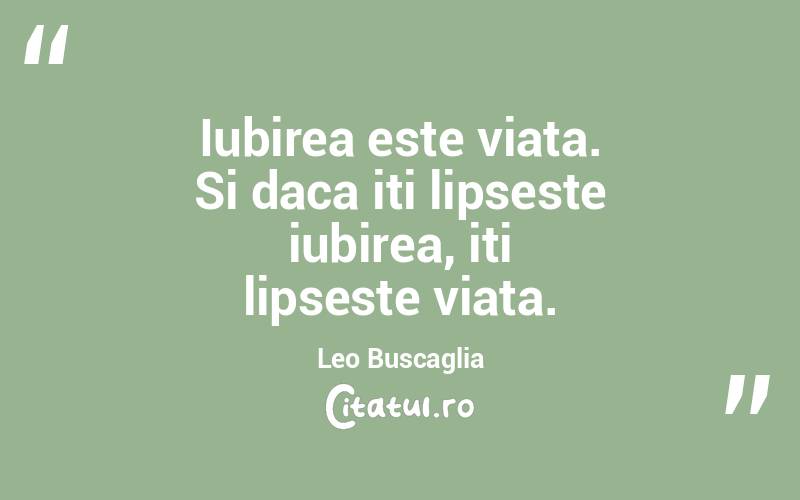 Iubirea este viata. Si daca iti lipseste iubirea, iti lipseste viata. Leo Buscaglia