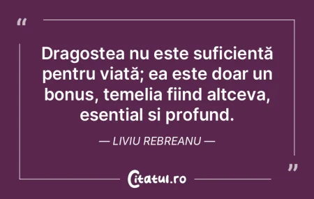 Dragostea nu este suficientă pentru via...