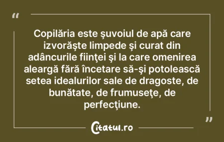 Copilăria este şuvoiul de apă care iz...