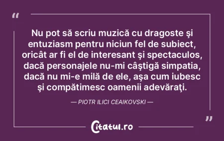 Nu pot să scriu muzică cu dragoste şi...