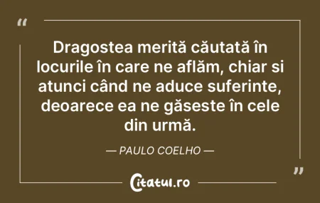 Dragostea merită căutată în locurile... Dragostea merită căutată în locurile...