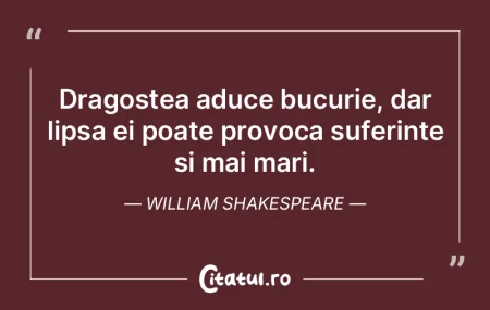 Dragostea aduce bucurie, dar lipsa ei po... Dragostea aduce bucurie, dar lipsa ei po...