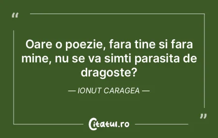 Oare o poezie, fara tine si fara mine, n...