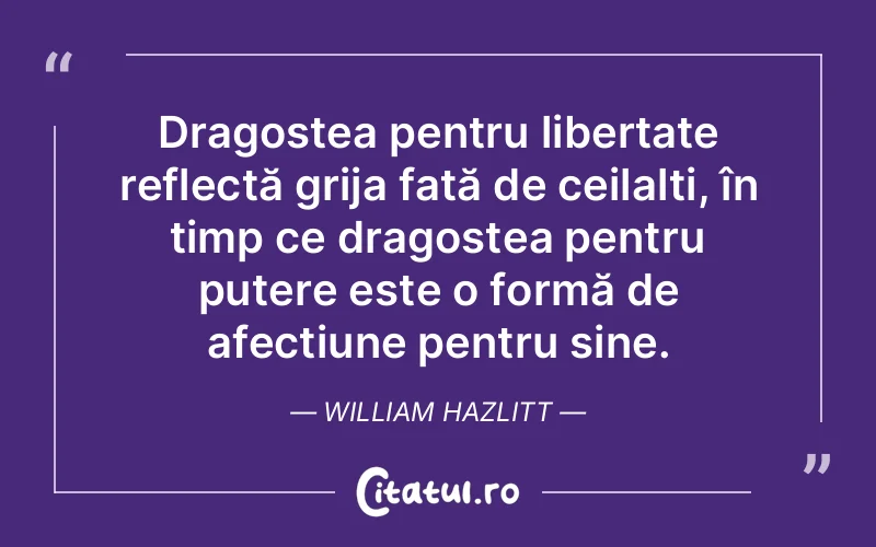 Citat William Hazlitt - citate dragoste