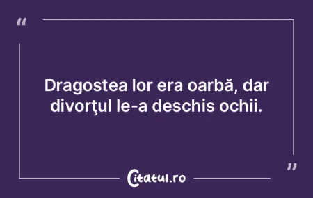 Dragostea lor era oarbă, dar divorţul ...