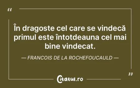 În dragoste cel care se vindecă primul...