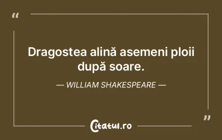 Dragostea alină asemeni ploii după soa...