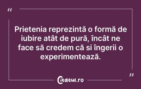 Prietenia reprezintă o formă de iubire...