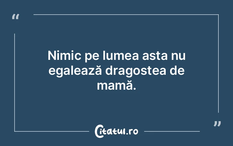 Nimic pe lumea asta nu egalează dragostea de mamă.
