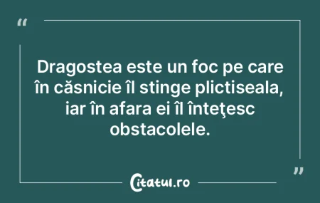 Dragostea este un foc pe care în căsni...