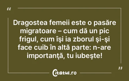 Dragostea femeii este o pasăre migratoa...