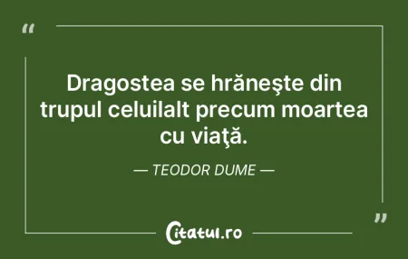 Dragostea se hrăneşte din trupul celui...