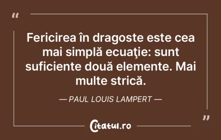 Fericirea în dragoste este cea mai simp...