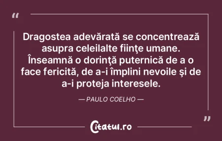 Dragostea adevărată se concentrează a...