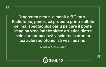 Dragostea mea s-a menit a fi Teatrul Rad...