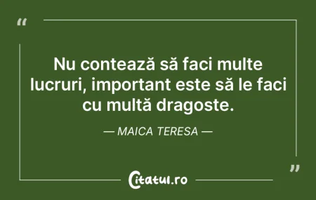 Nu contează să faci multe lucruri, imp...