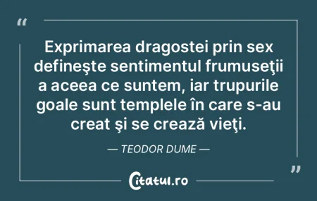 Exprimarea dragostei prin sex defineşte...