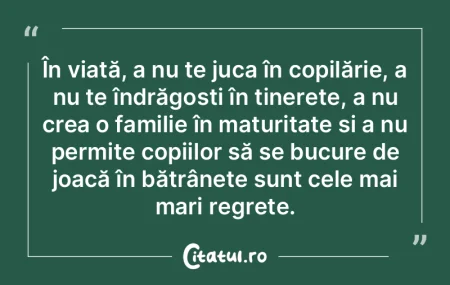 În viață, a nu te juca în copilărie...