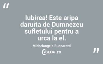 Iubirea! Este aripa daruita de Dumnezeu sufletului pentru a urca la el. Michelangelo Buonarotti...