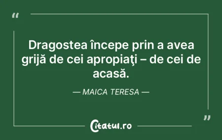 Dragostea începe prin a avea grijă de ...