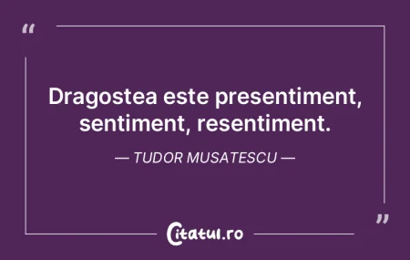 Dragostea este presentiment, sentiment, ...