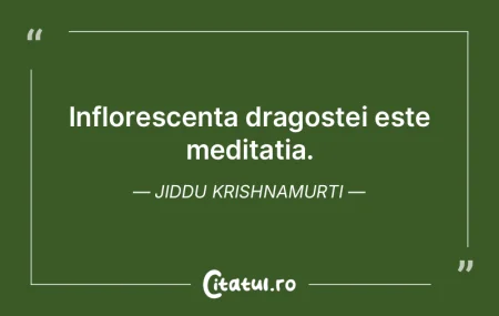 Inflorescenta dragostei este meditatia. ...