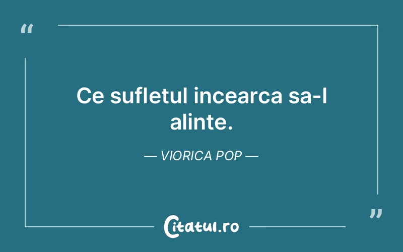 Ce sufletul incearca sa-l alinte. Viorica Pop